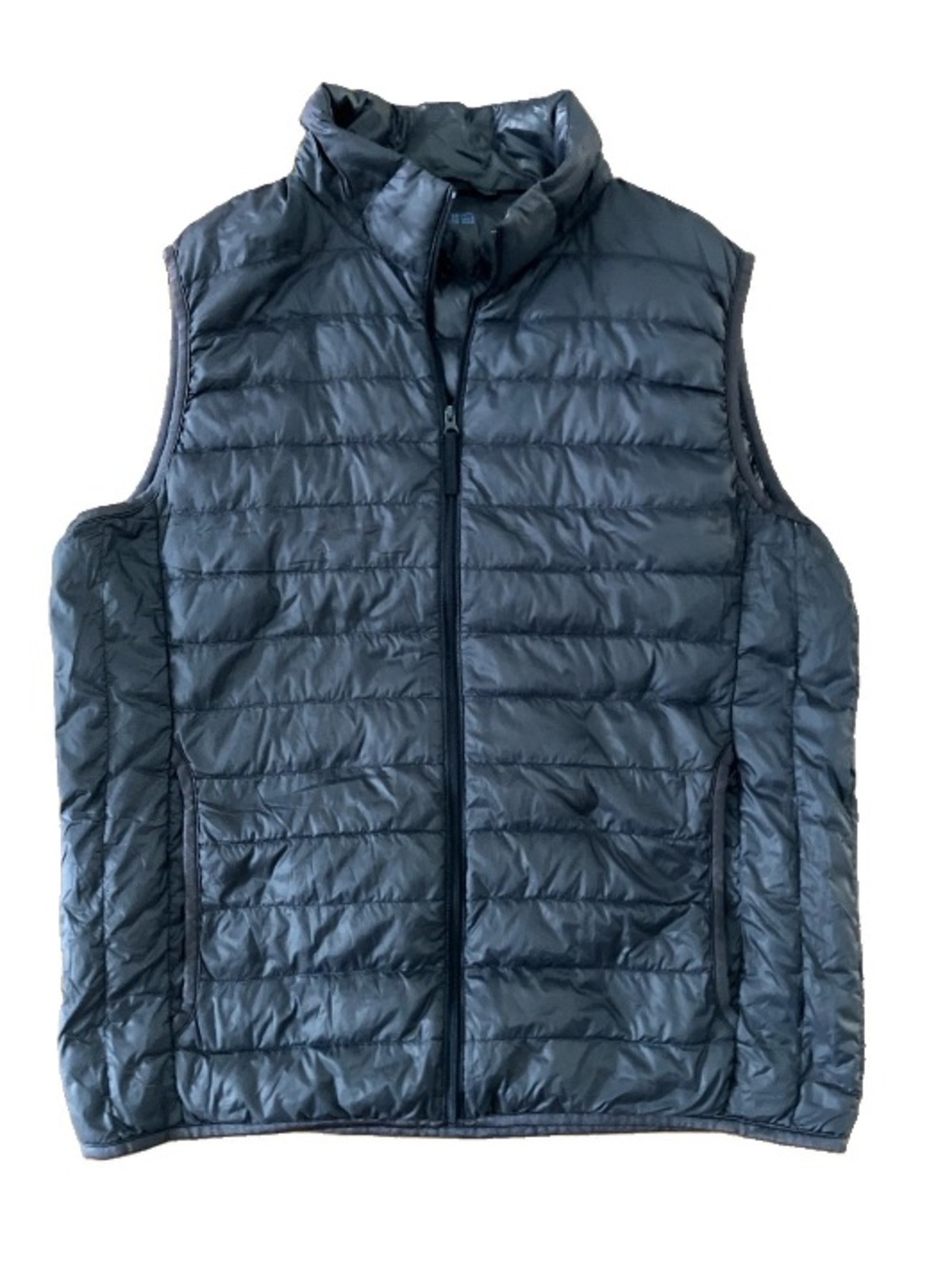 Uniqlo Ultra Light Down Vest Mens Blue Gray Jacket Puffer Down Quilted Zip Large